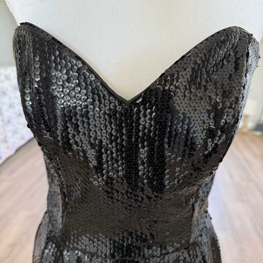VTG Saks Fifth Avenue Jule Duroche After Five Black Strapless Sequin Dress SZ 12 - Picture 12 of 12
